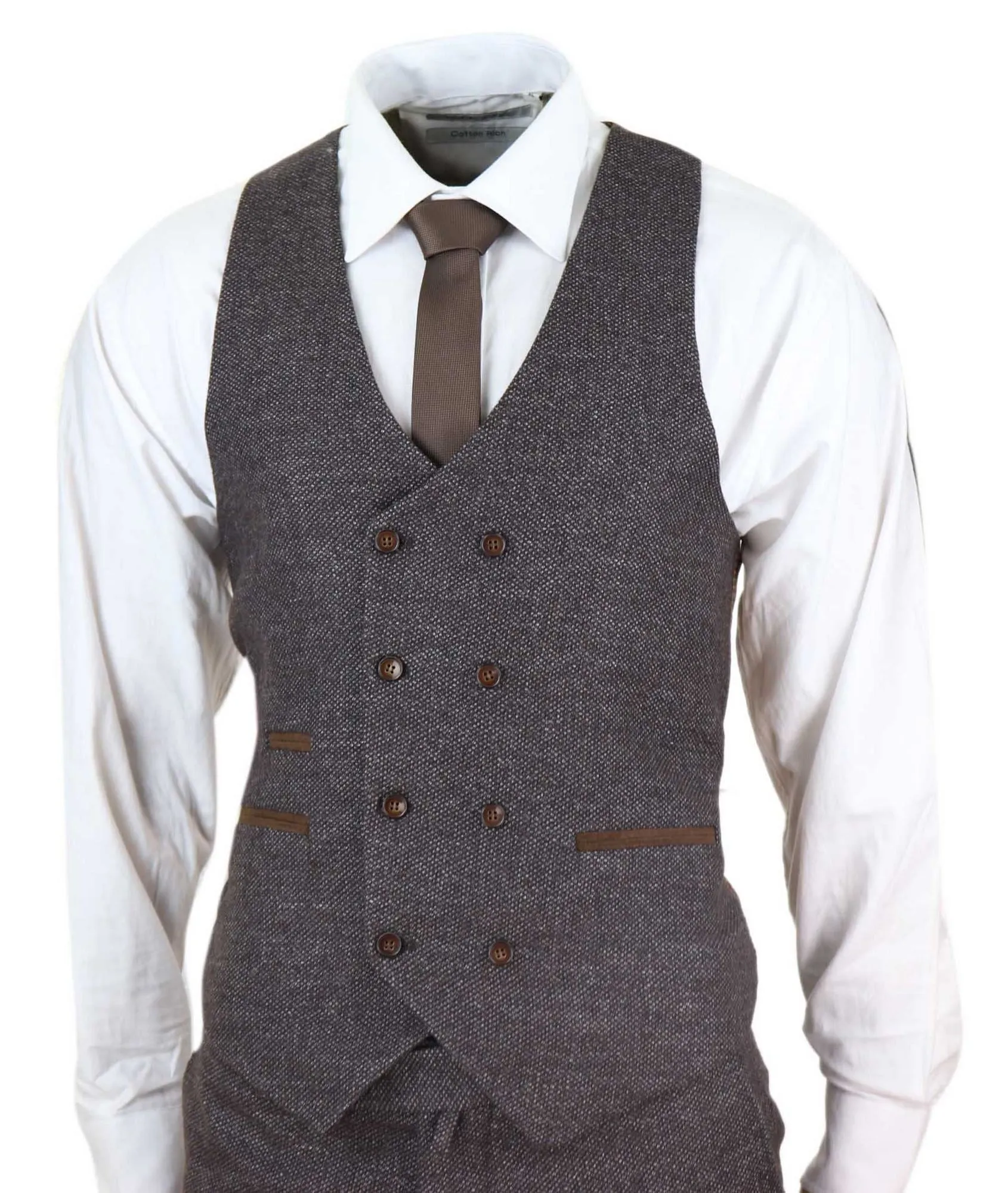 Costume 3 pièces en tweed à double boutonnage