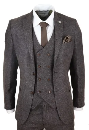 Costume 3 pièces en tweed à double boutonnage