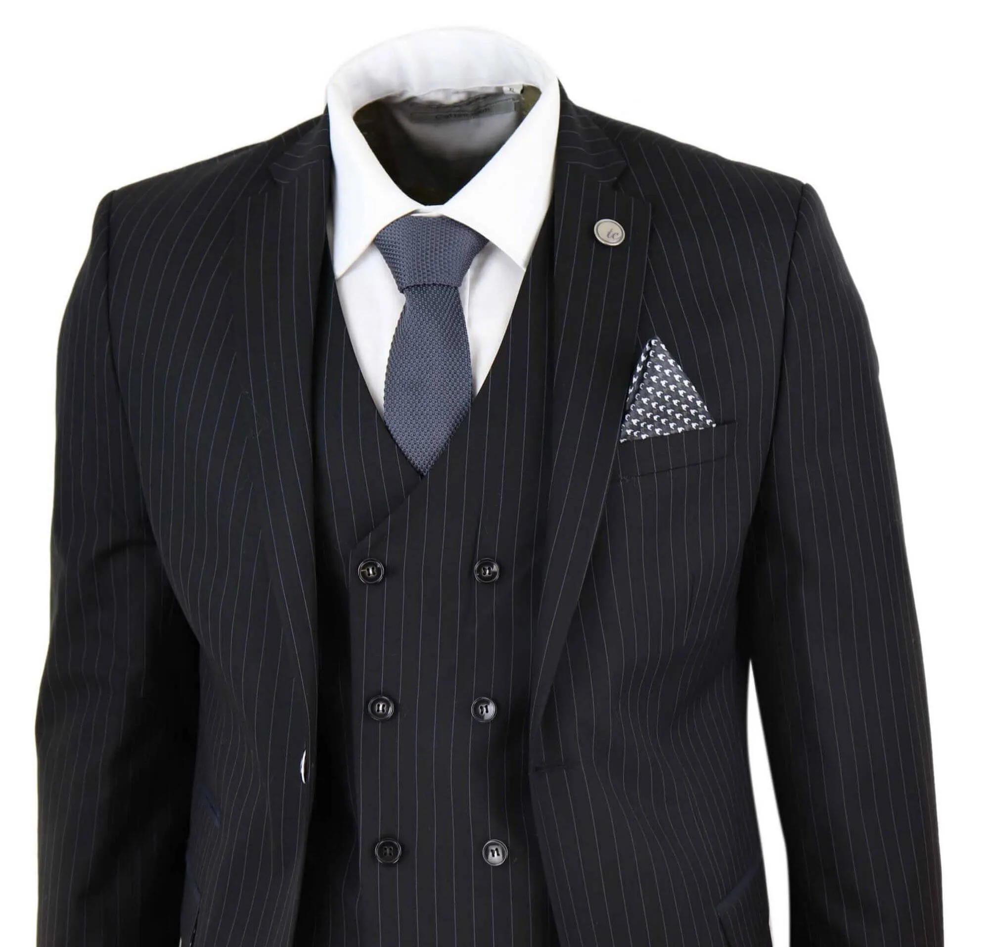 Costume 3 pièces Gatsby Gangster des années 1920 à rayures