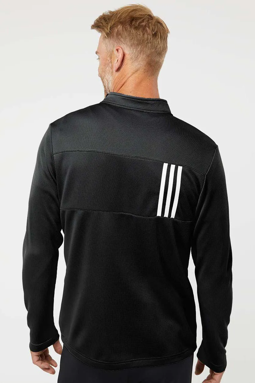 Adidas Hommes Sweat à Capuche 1/4 Zip à Double Maille 3 Bandes Évacuation de l'Humidité - Noir