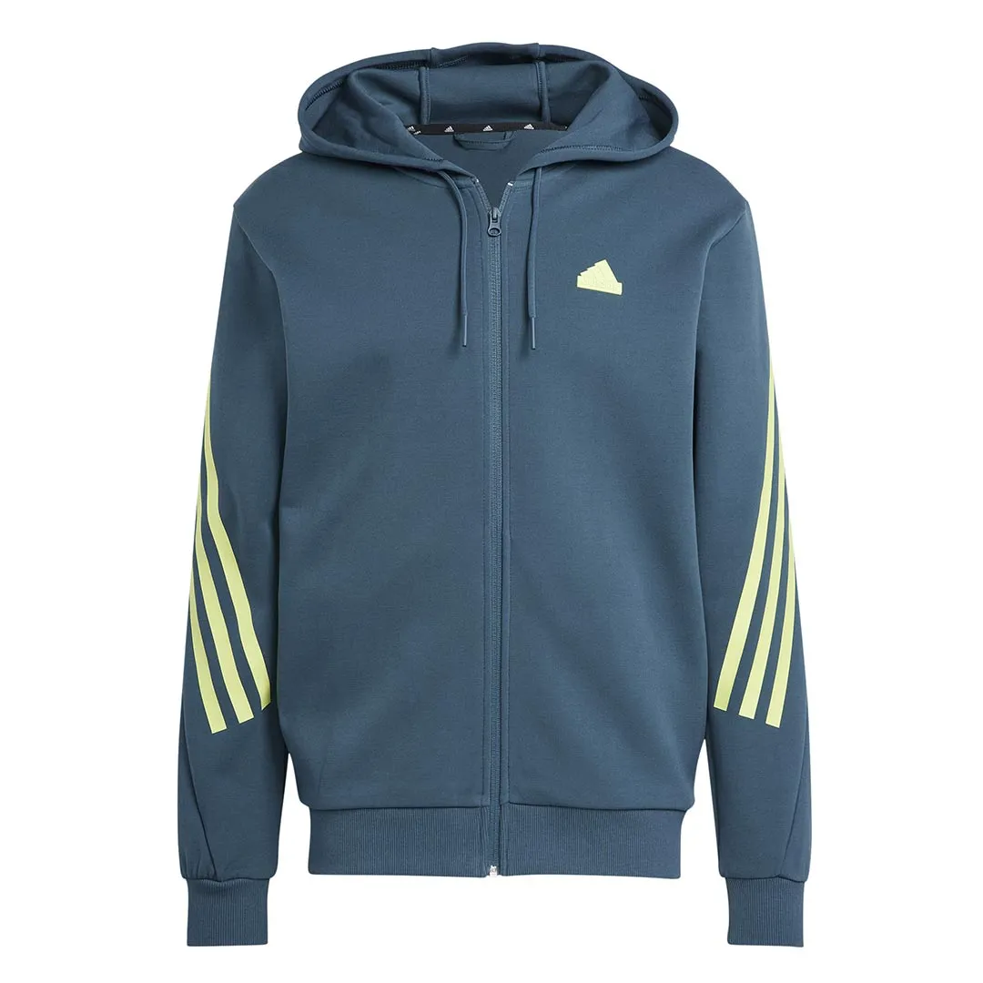 adidas - Pull à capuche zip futuriste pour hommes avec 3 bandes (IJ8878)