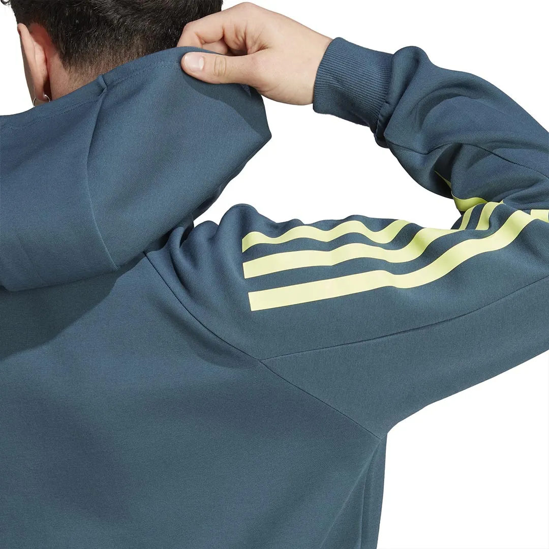 adidas - Pull à capuche zip futuriste pour hommes avec 3 bandes (IJ8878)