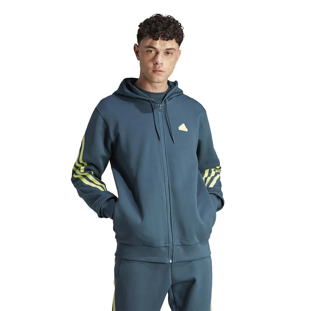 adidas - Pull à capuche zip futuriste pour hommes avec 3 bandes (IJ8878)