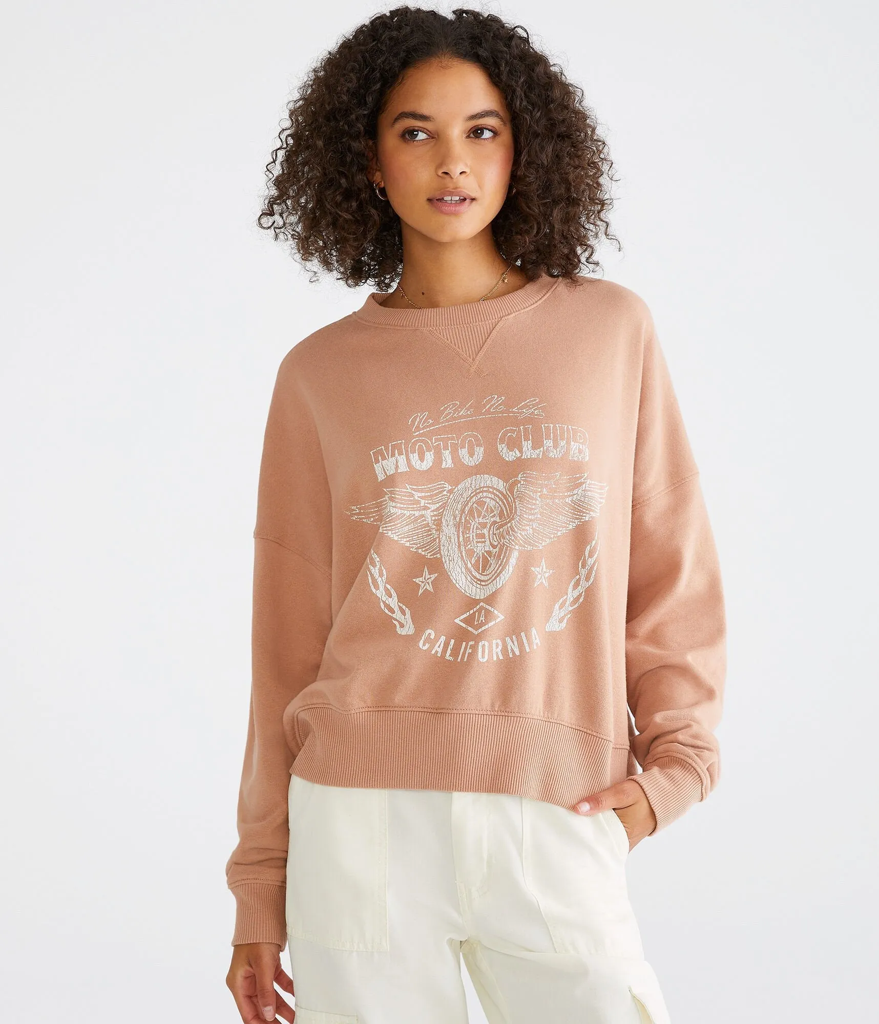 Aeropostale Sweat-shirt à capuche Moto Club pour femmes - Marron clair - Taille XS - Coton - Mode et vêtements pour adolescents Chocolat Malt Aeropostale