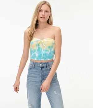 Aeropostale Haut décolleté en coton tie-dye convertible pour femmes - Jaune - Taille XL - Mode adolescente & Vêtements Luminary Green Aeropostale