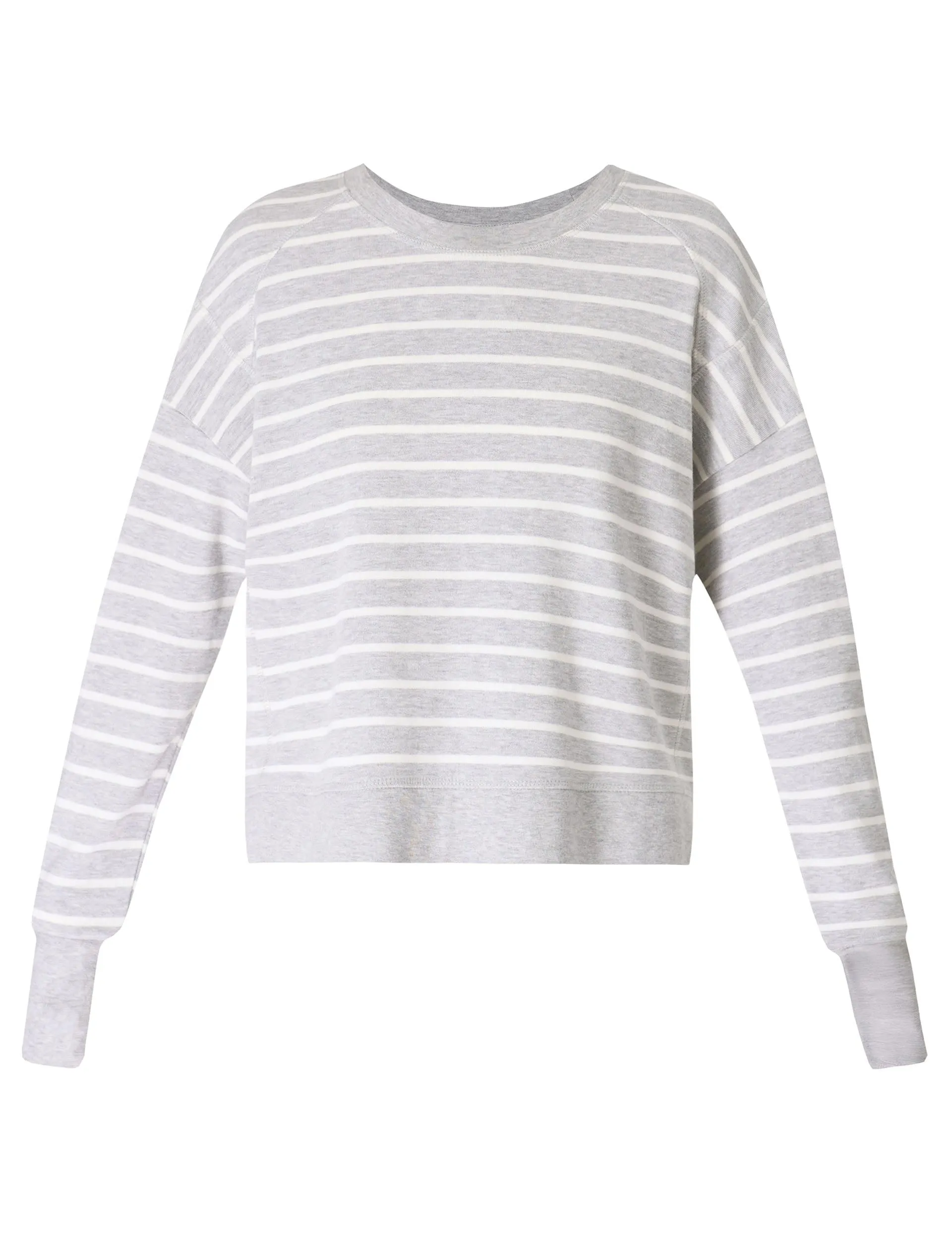 Sweat à capuche After Class - Rayure marl gris clair blanc Lily