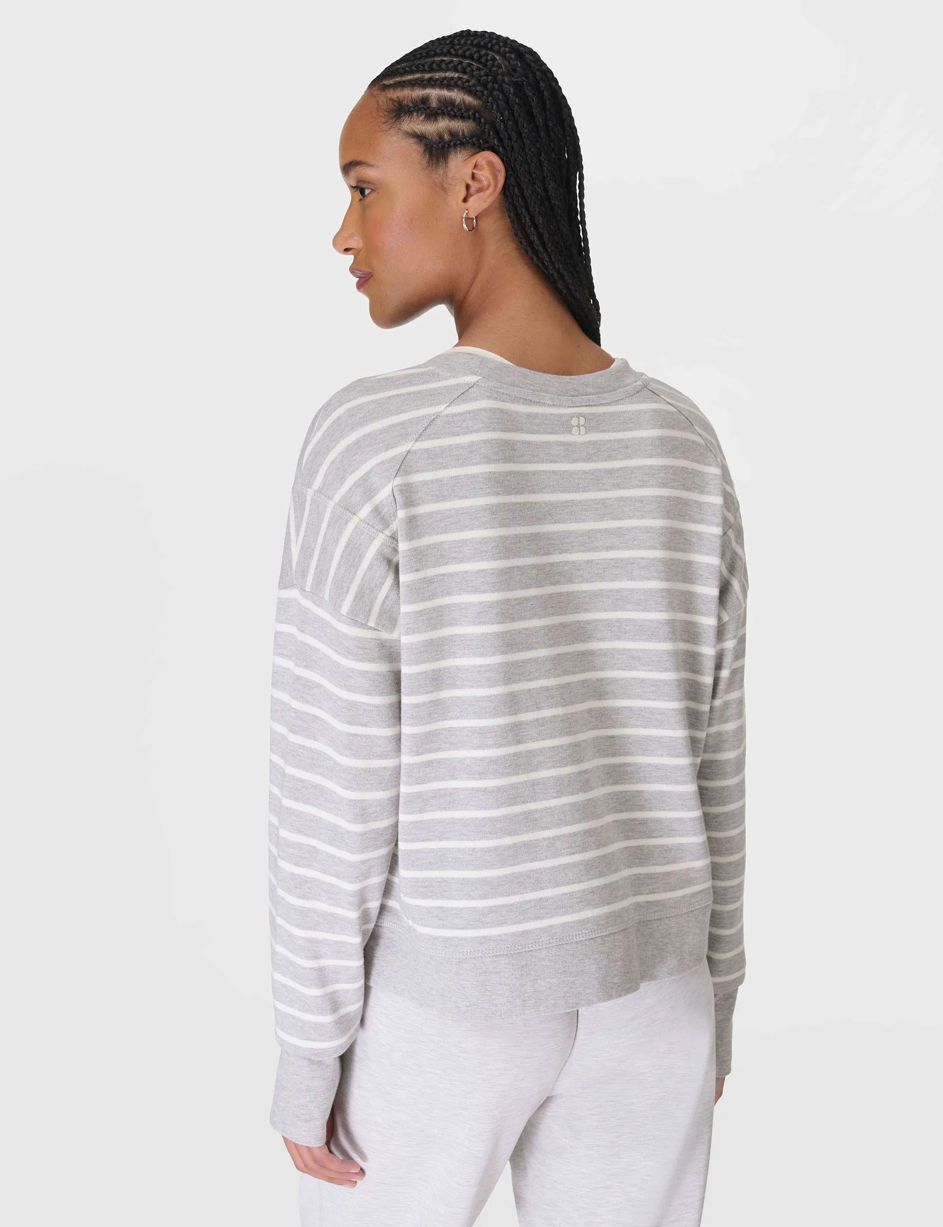 Sweat à capuche After Class - Rayure marl gris clair blanc Lily