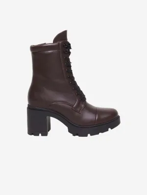 Bottes à lacets en similicuir vegan Aga | Chocolat