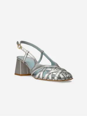 Sandales à talons en cuir de pomme vegan Alba | Argenté