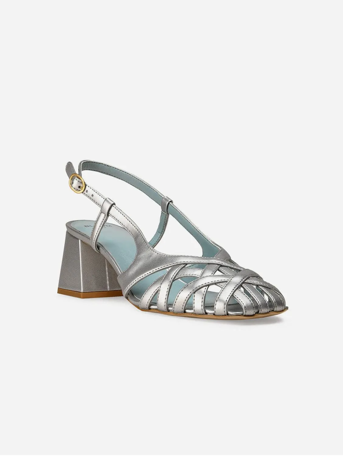 Sandales à talons en cuir de pomme vegan Alba | Argenté