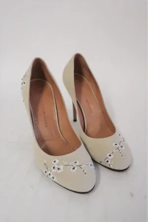 Alexa Wagner Pumps Princess Ric Suède Brodé de Fleurs Taille 38 Talon Haut
