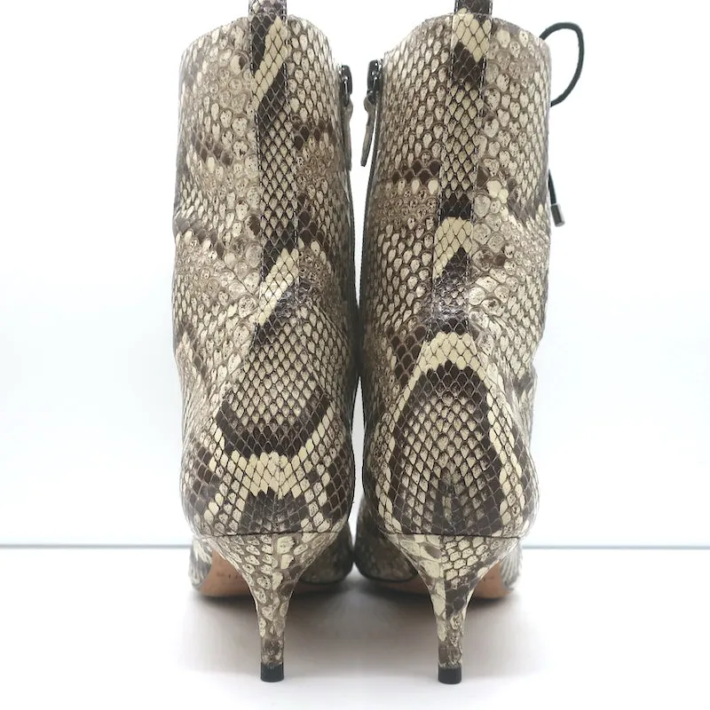 Bottes cheville à talon kitten Millen en peau de serpent ivoire Alexandre Birman Taille 40.5