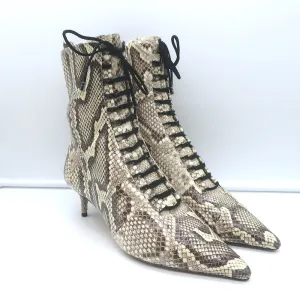 Bottes cheville à talon kitten Millen en peau de serpent ivoire Alexandre Birman Taille 40.5