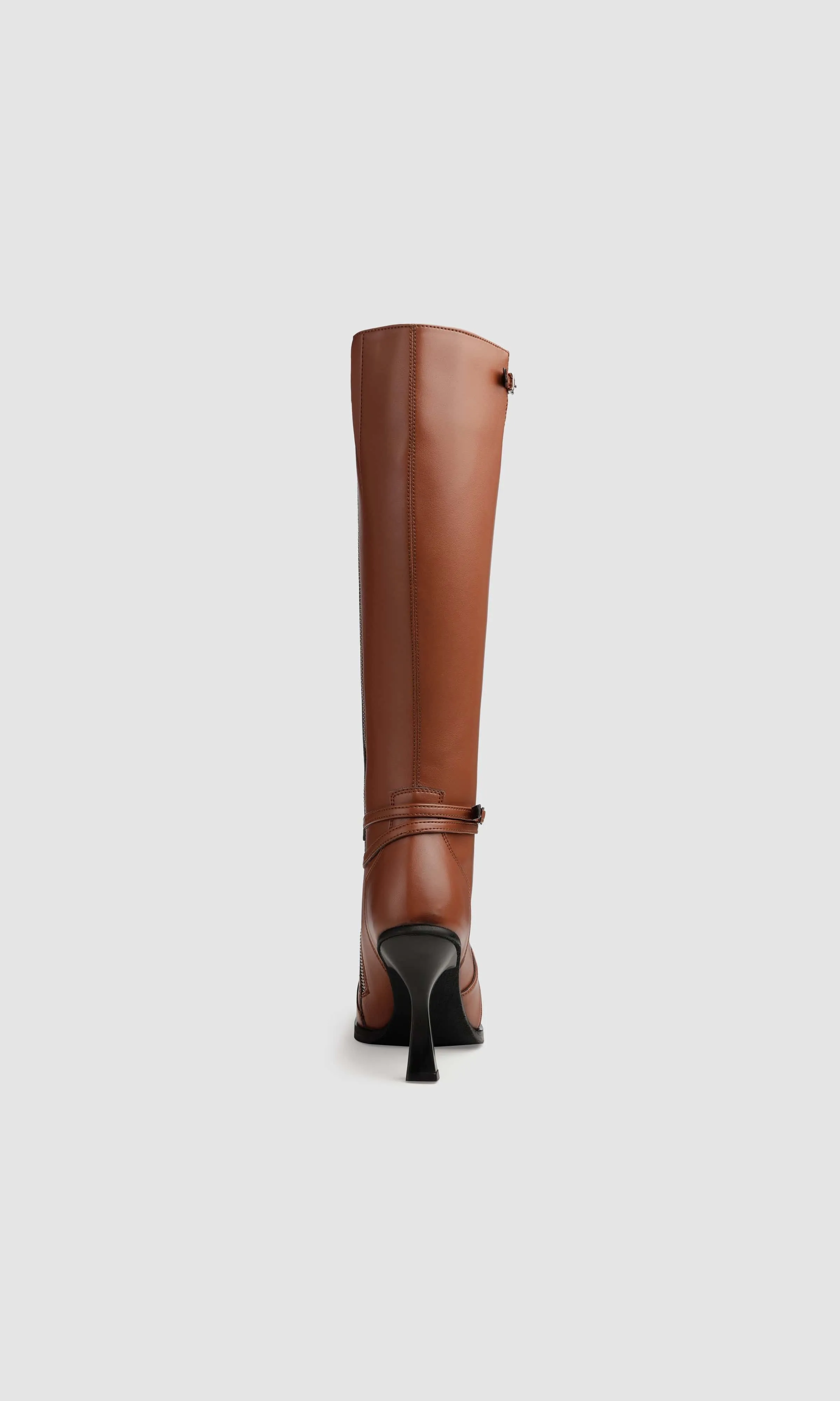 Bottes genou Alicia Vegan en similicuir pomme | Marron
