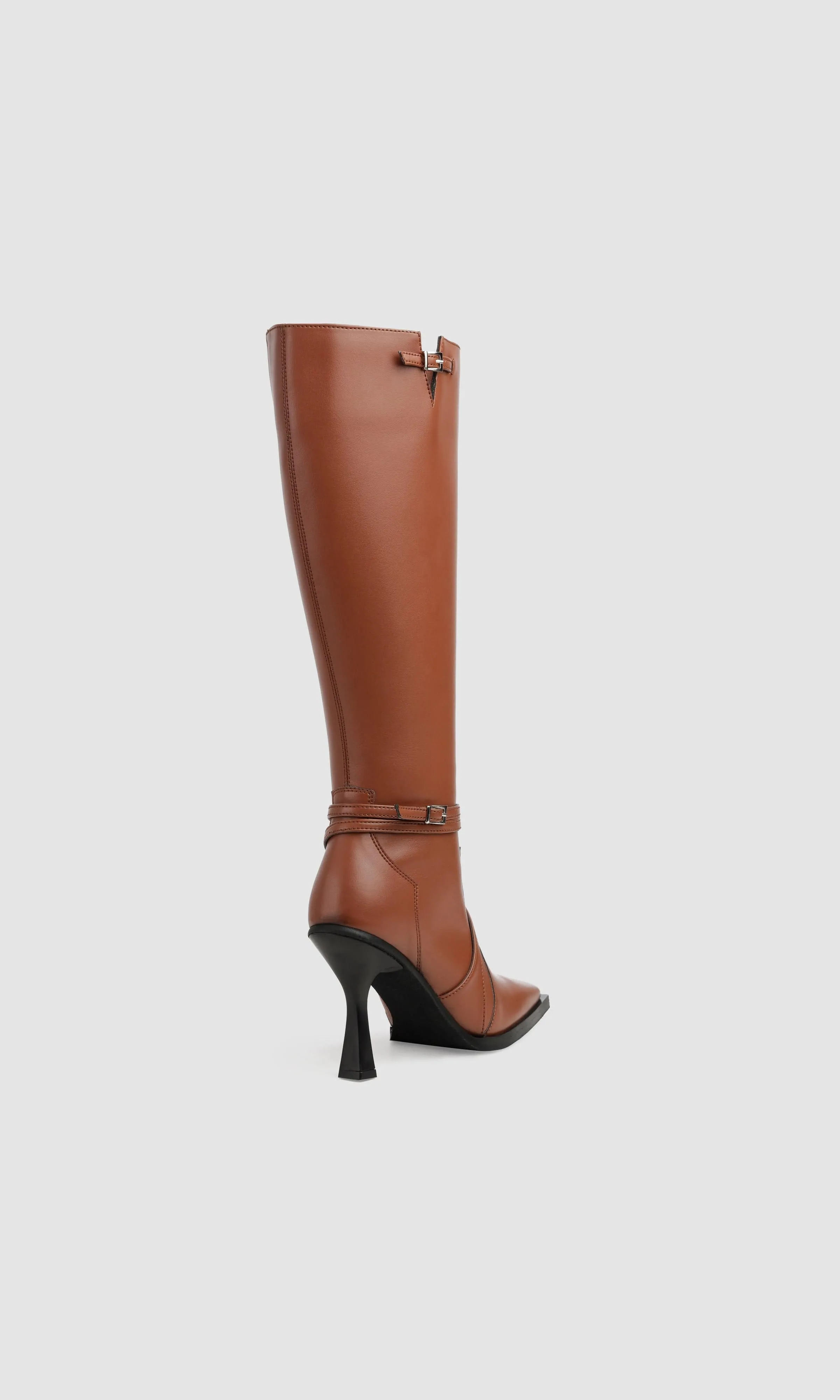 Bottes genou Alicia Vegan en similicuir pomme | Marron