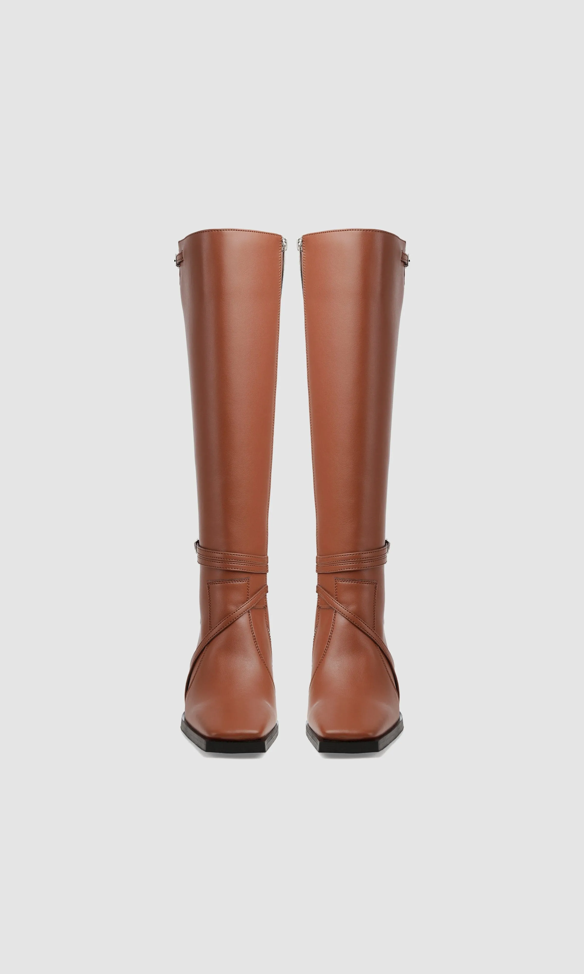 Bottes genou Alicia Vegan en similicuir pomme | Marron