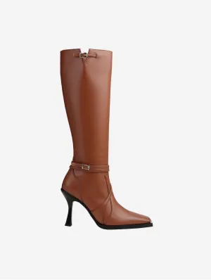 Bottes genou Alicia Vegan en similicuir pomme | Marron
