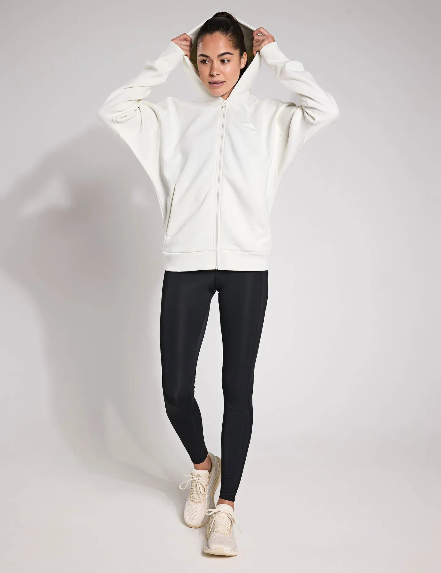 Pull à capuche en polaire ALL SZN à fermeture éclair - Blanc cassé
