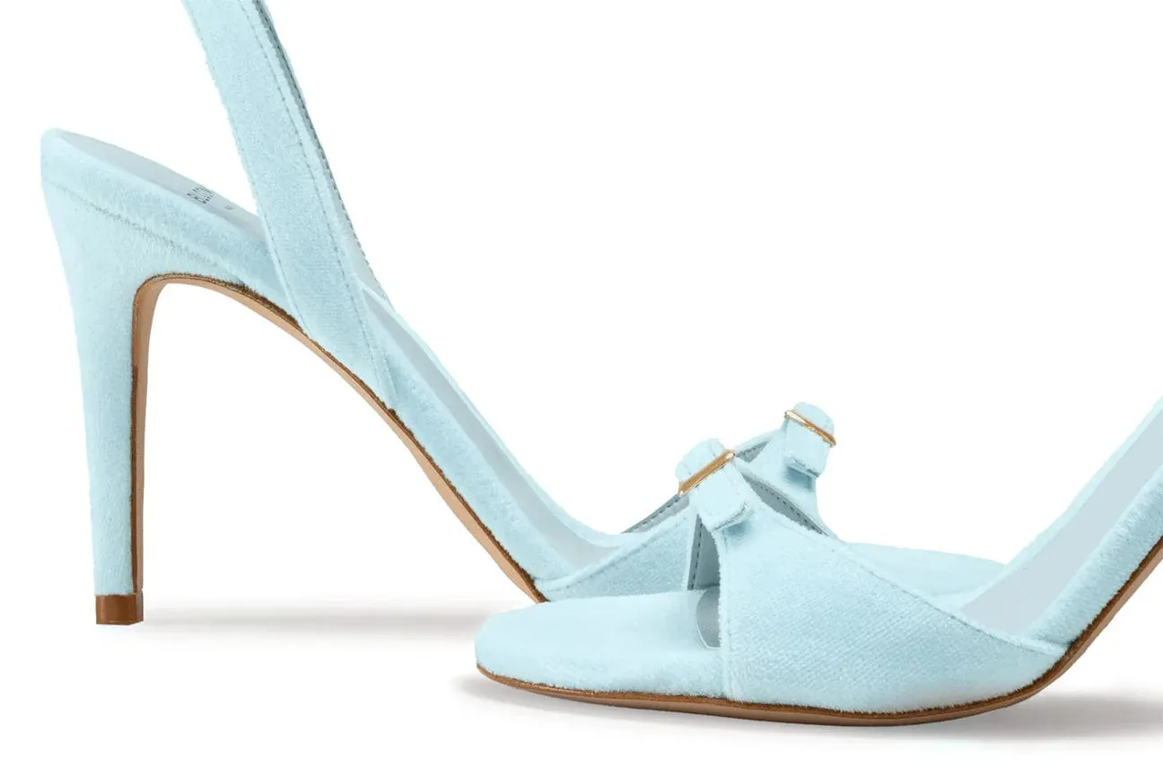 Sandales à talons Anna Vegan Velvet | Bleu ciel