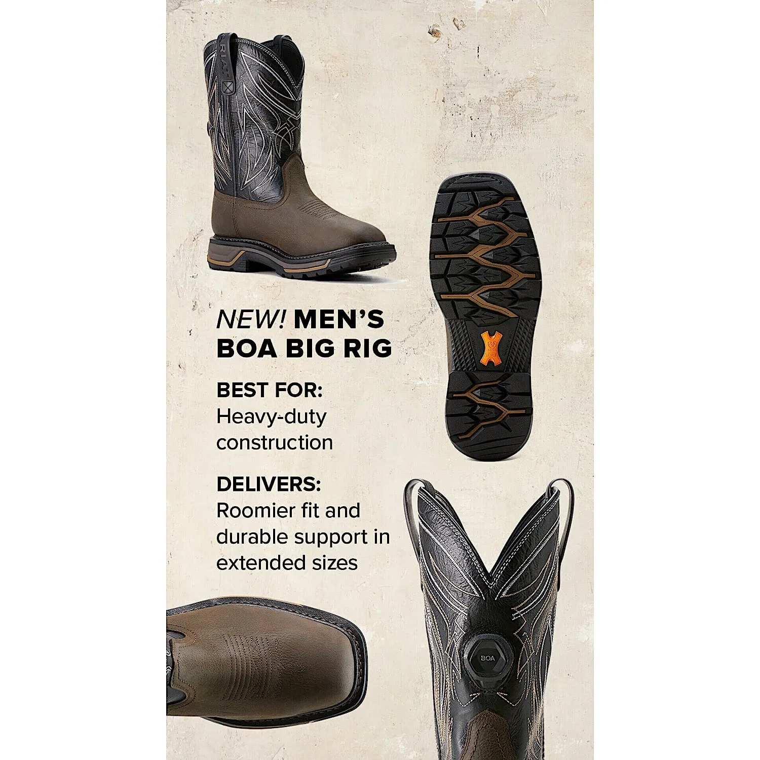 Ariat Bottes de travail H20 Big Rig Boa pour hommes - Café fer/Noir Ariat Chaussures