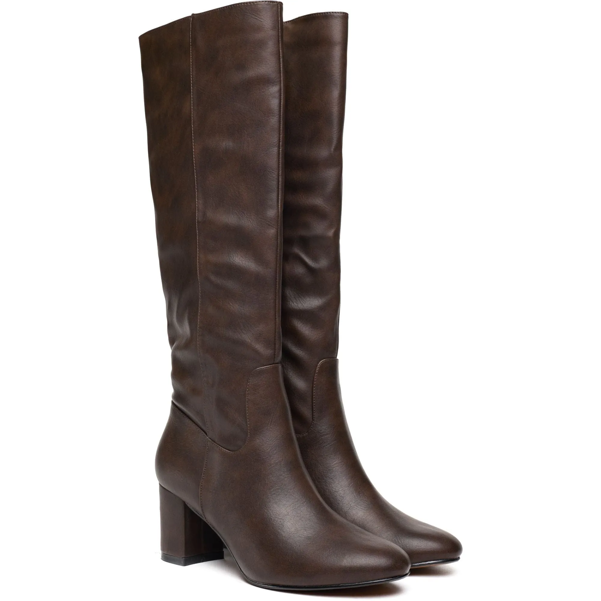 Bottes femme en simili-cuir vegan Avocado - Genou - Marron
