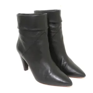 ba&sh Bottines Constanza en Cuir Noir Taille 39 Bout Pointu Talon Haut