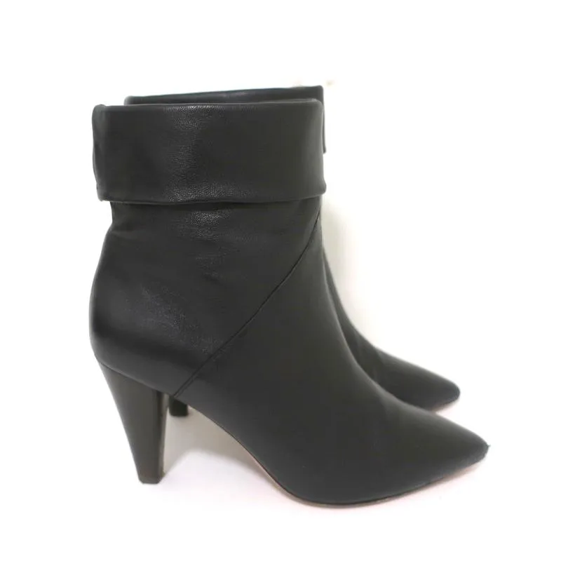 ba&sh Bottines Constanza en Cuir Noir Taille 39 Bout Pointu Talon Haut