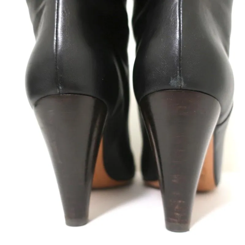 ba&sh Bottines Constanza en Cuir Noir Taille 39 Bout Pointu Talon Haut