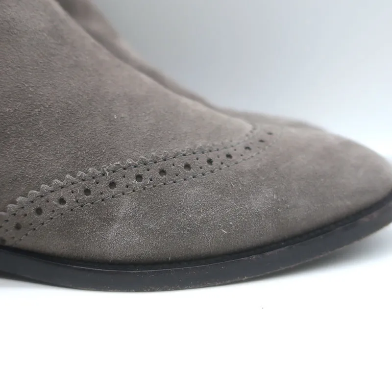 Balenciaga Bottes Chelsea Wingtip en Suède Gris Taille 39.5 Bottes Plate à la Cheville