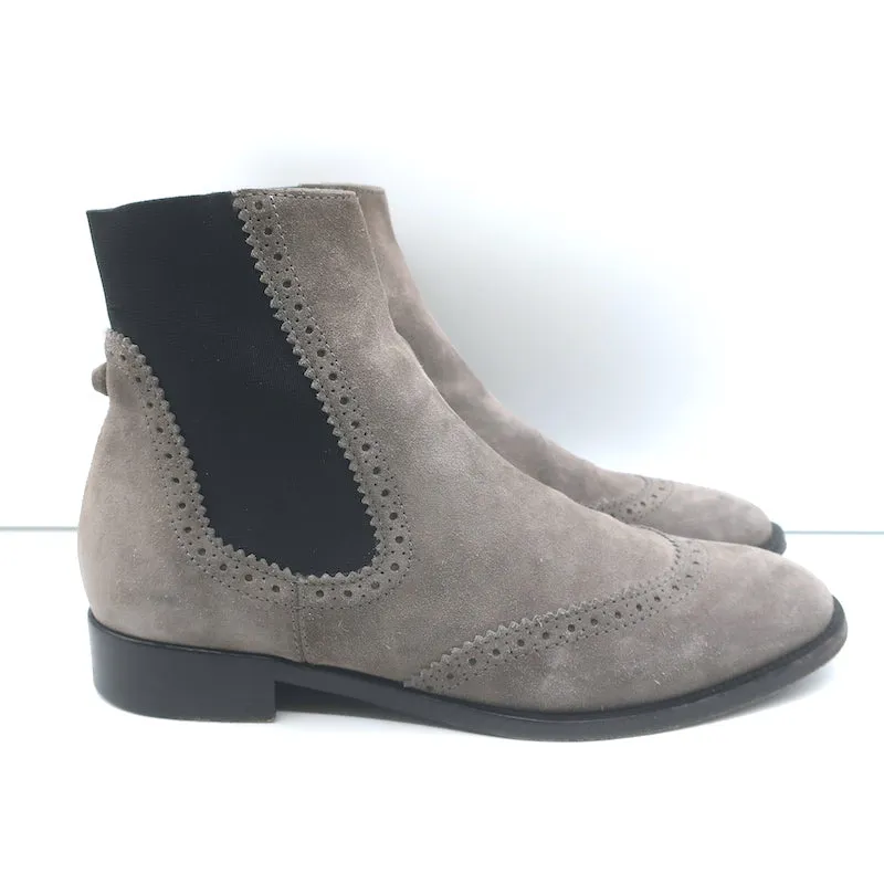 Balenciaga Bottes Chelsea Wingtip en Suède Gris Taille 39.5 Bottes Plate à la Cheville