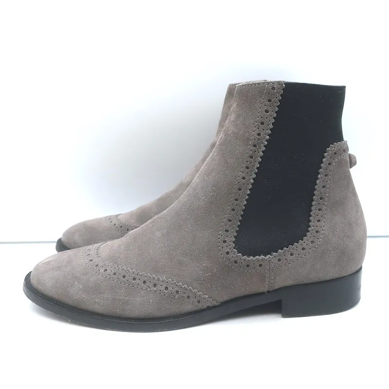 Balenciaga Bottes Chelsea Wingtip en Suède Gris Taille 39.5 Bottes Plate à la Cheville