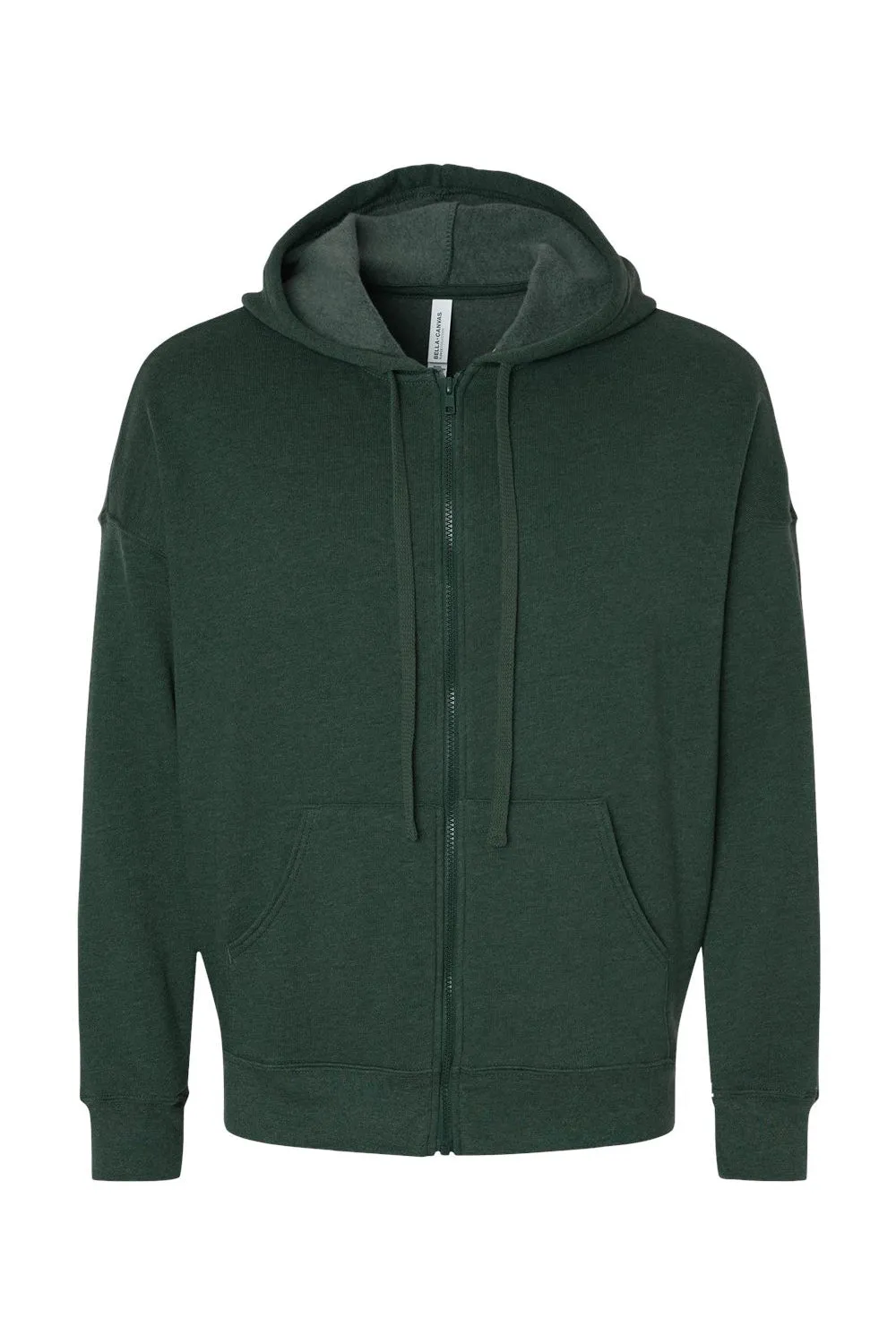 Bella   Canvas Pull à capuche en polaire éponge pour homme avec fermeture éclair et poches - Vert forêt chiné