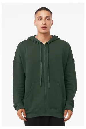 Bella   Canvas Pull à capuche en polaire éponge pour homme avec fermeture éclair et poches - Vert forêt chiné
