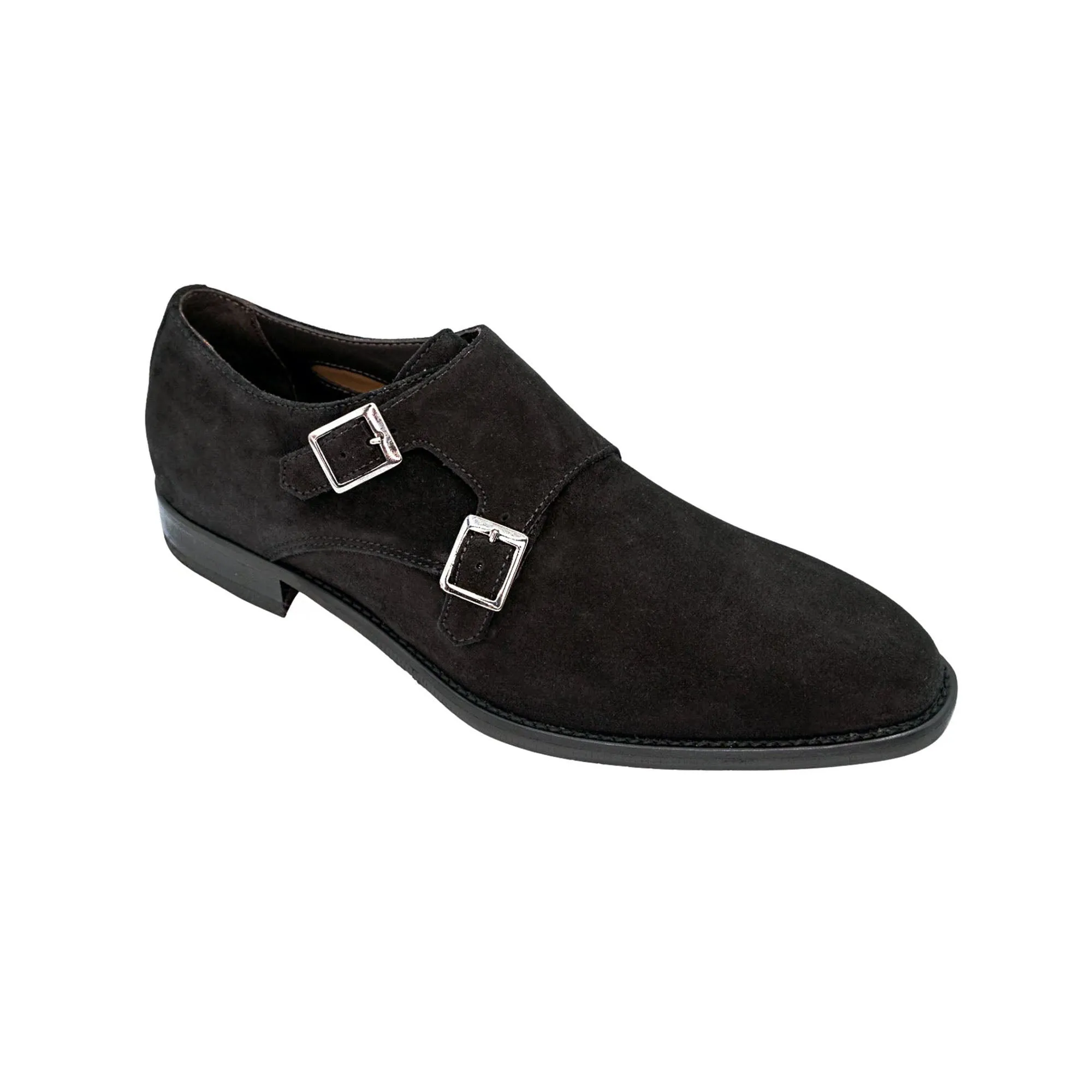 Chaussures Belvedere Exotic Skin Belvedere Francesco en daim noir à double bride moine