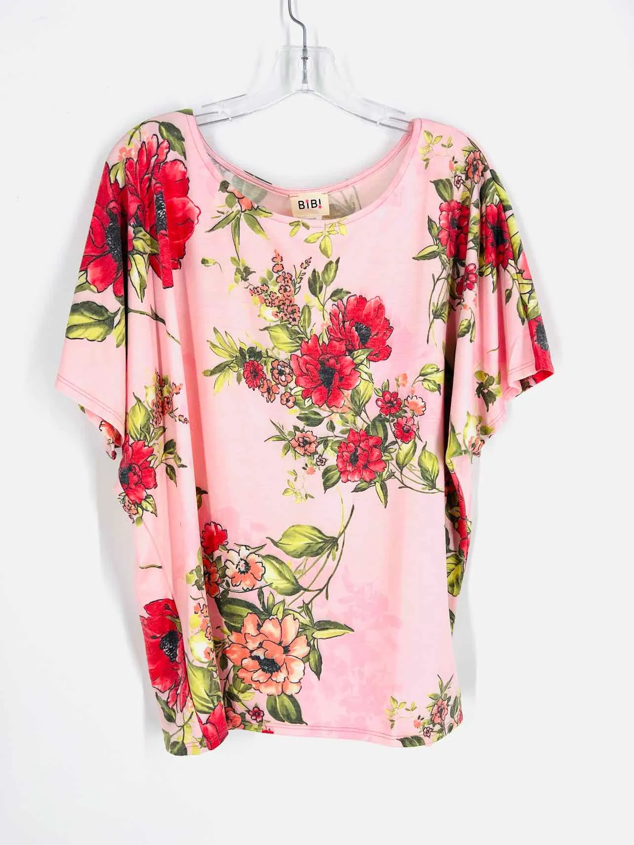 Haut floral BiBi taille M Pk/Rd/Gr à manches courtes
