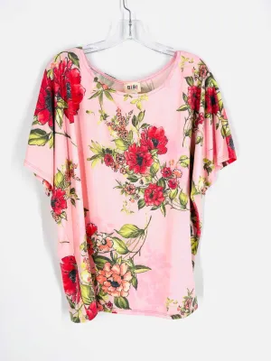 Haut floral BiBi taille M Pk/Rd/Gr à manches courtes