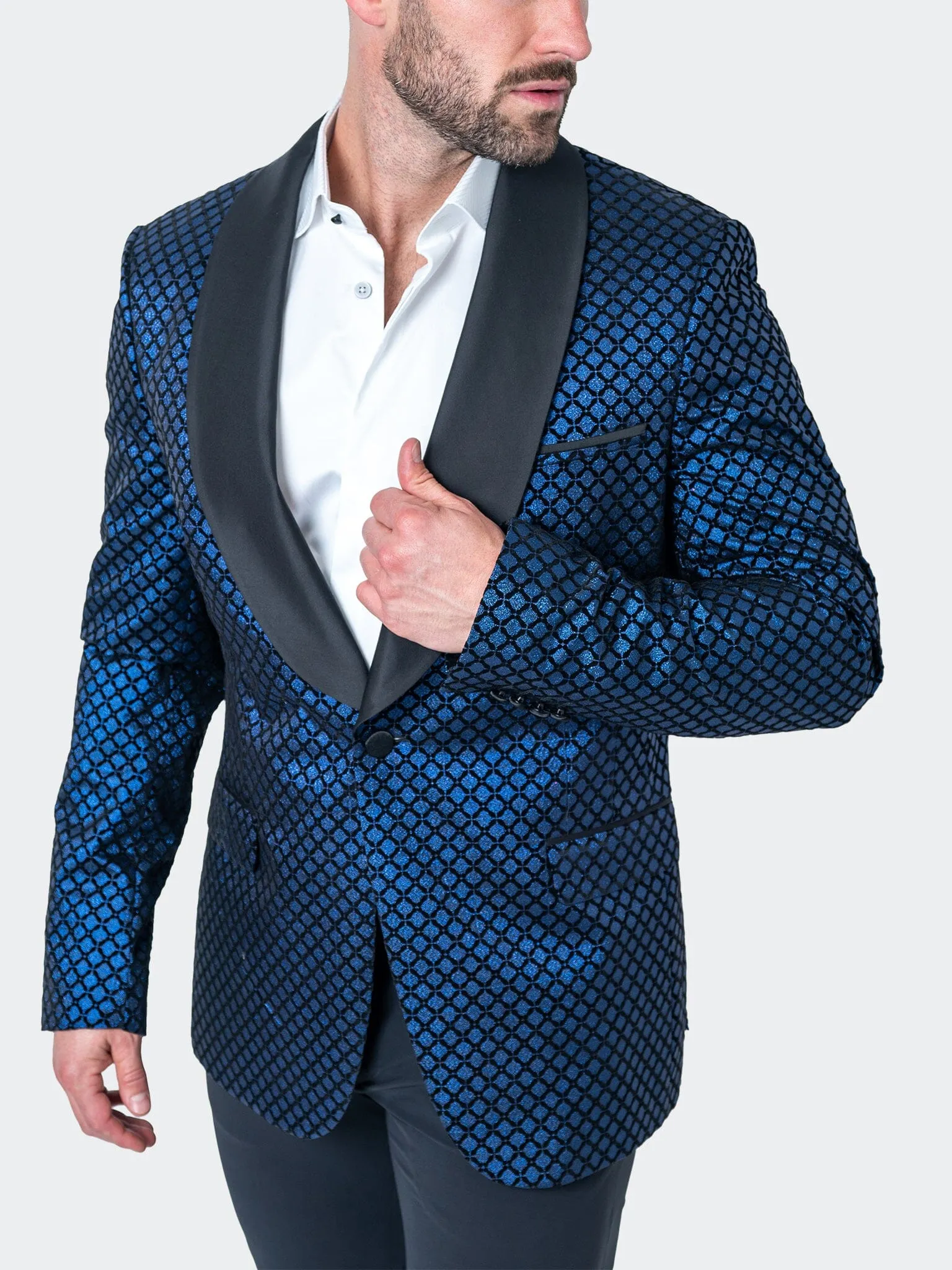 Blazer Châle Pailleté Bleu