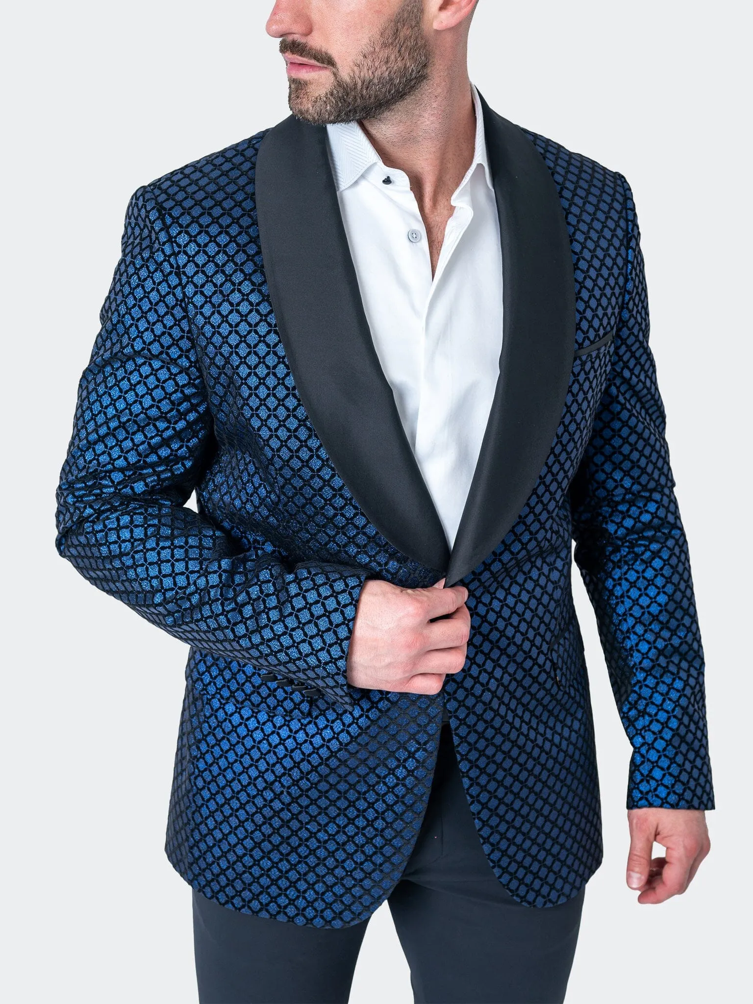 Blazer Châle Pailleté Bleu