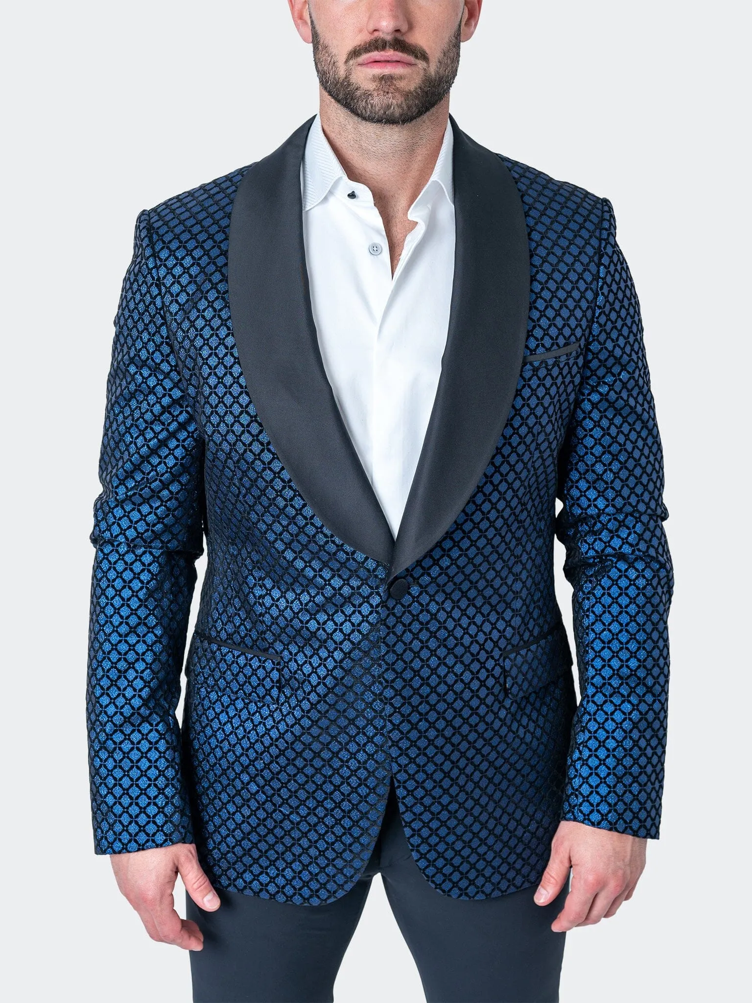 Blazer Châle Pailleté Bleu