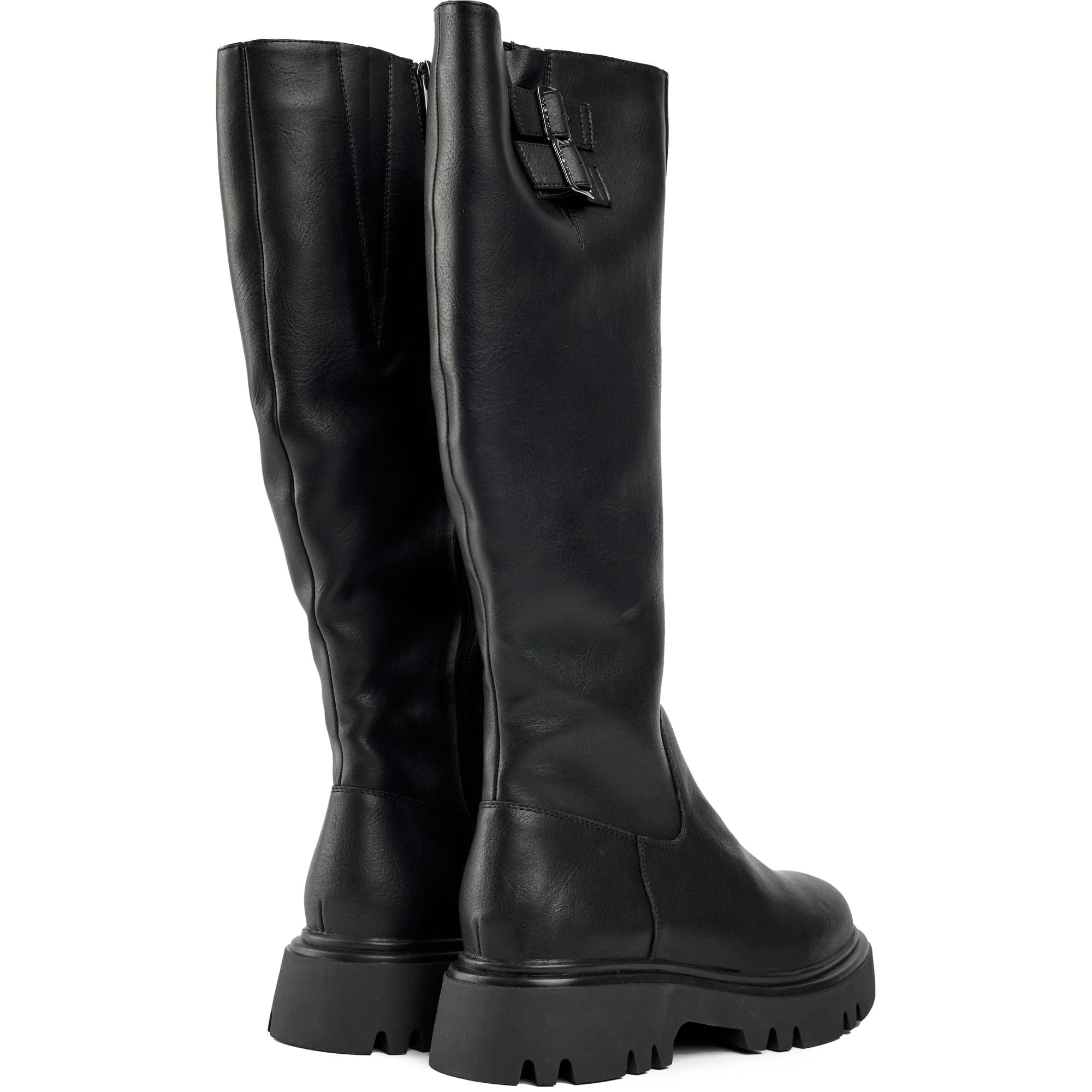 Bottes hautes en similicuir vegan pour femmes Bram | Noir