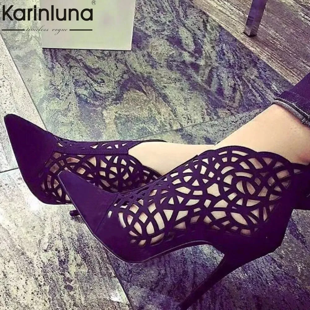 design de marque talons hauts fins bout pointu creux bottes sexy pour fête bottes d'été chaussures femme chaussures sexy bottes femme cheville Fashion Nova Shoes