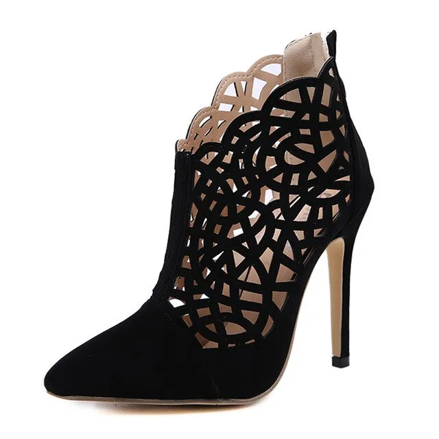 design de marque talons hauts fins bout pointu creux bottes sexy pour fête bottes d'été chaussures femme chaussures sexy bottes femme cheville Fashion Nova Shoes