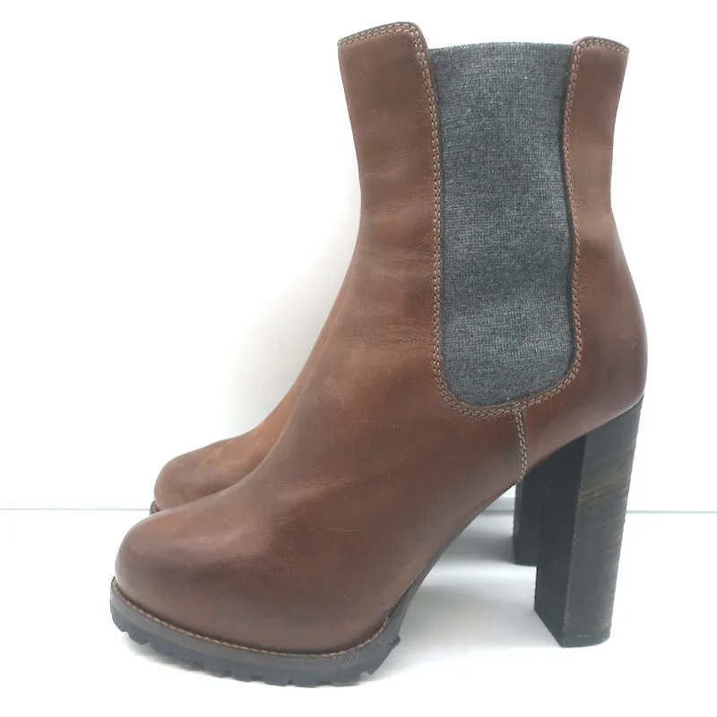 Bottes Chelsea Plateforme Brunello Cucinelli en Cuir Marron Taille 40
