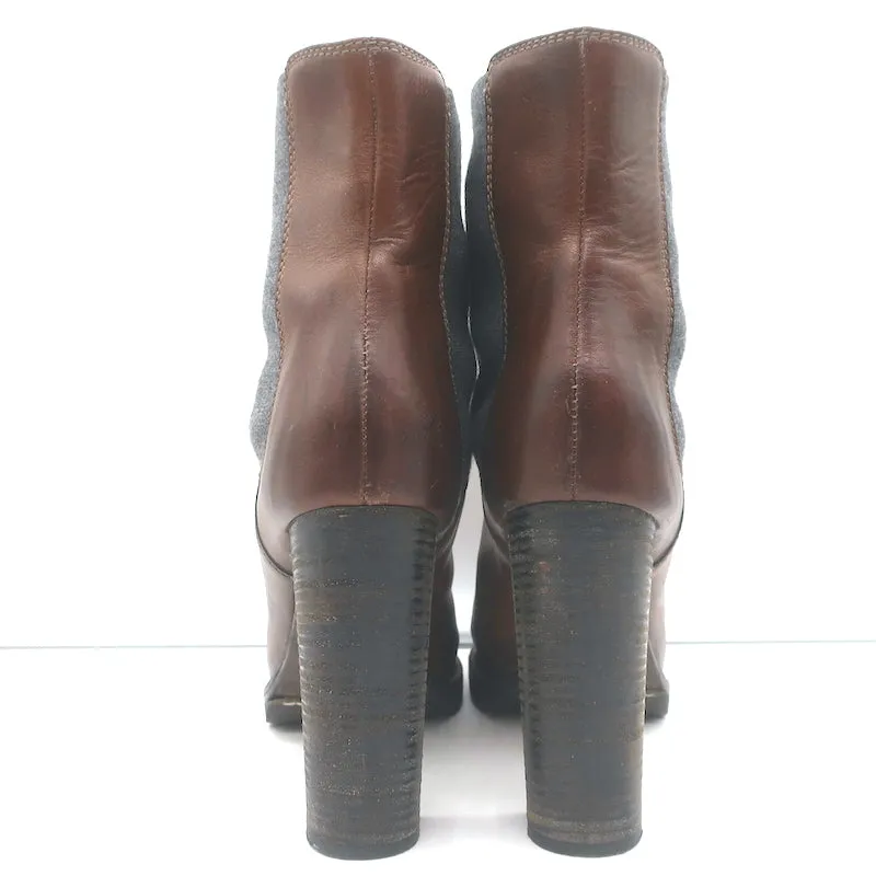 Bottes Chelsea Plateforme Brunello Cucinelli en Cuir Marron Taille 40
