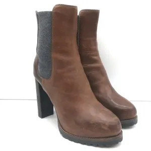 Bottes Chelsea Plateforme Brunello Cucinelli en Cuir Marron Taille 40