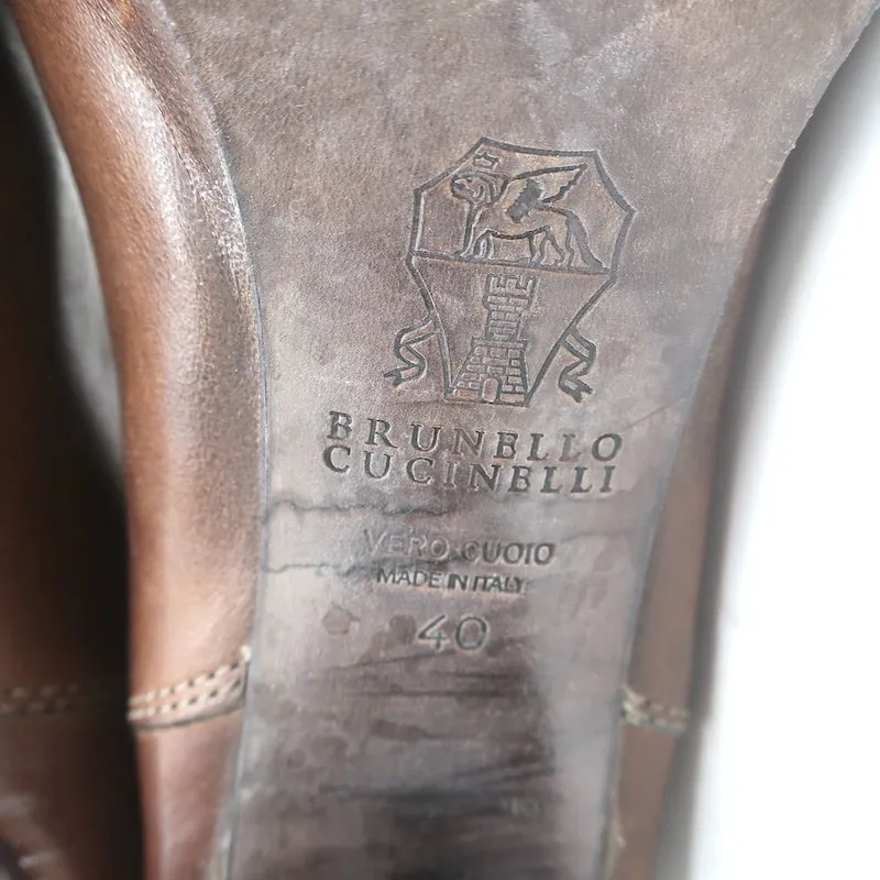 Bottes Chelsea Plateforme Brunello Cucinelli en Cuir Marron Taille 40
