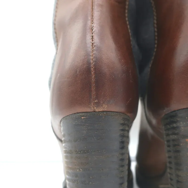 Bottes Chelsea Plateforme Brunello Cucinelli en Cuir Marron Taille 40