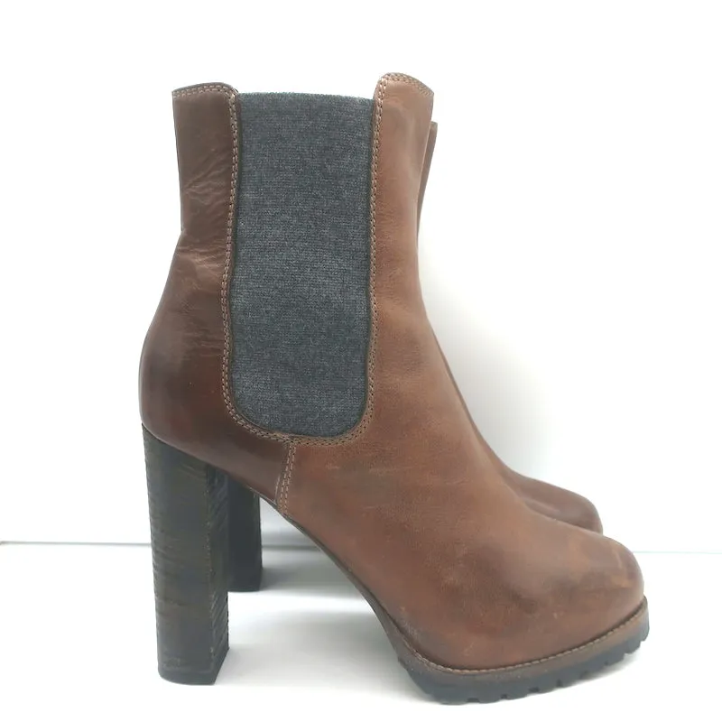 Bottes Chelsea Plateforme Brunello Cucinelli en Cuir Marron Taille 40