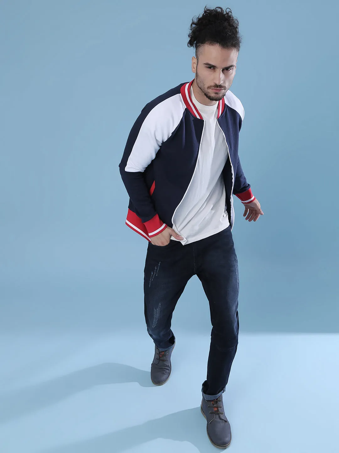 Veste de sport décontractée à manches longues style varsity pour hommes Campus Sutra