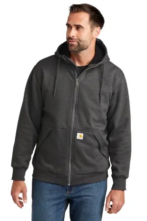 Carhartt Sweat à capuche résistant à l'eau avec doublure thermique et fermeture éclair complète - Gris anthracite chiné